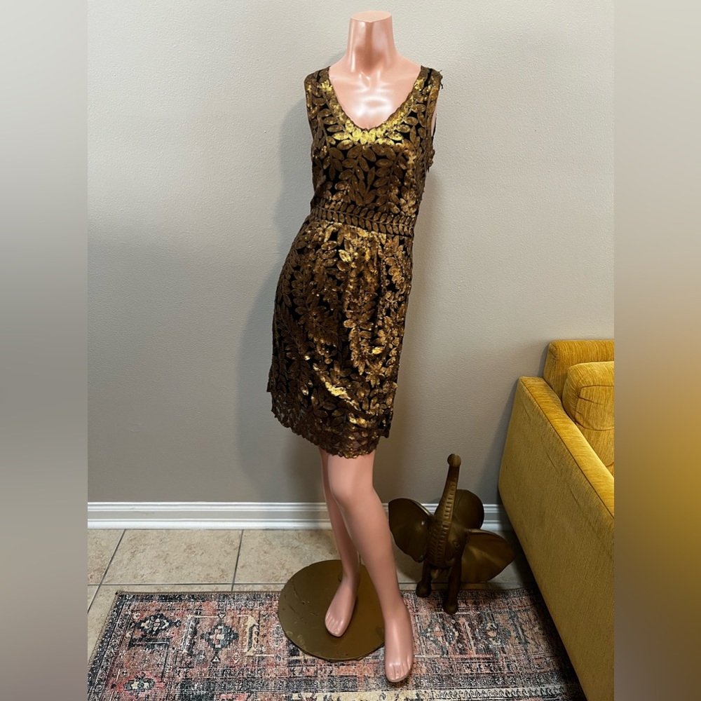 ANTHROPOLOGIE Project Alabama gold sequin dress!!